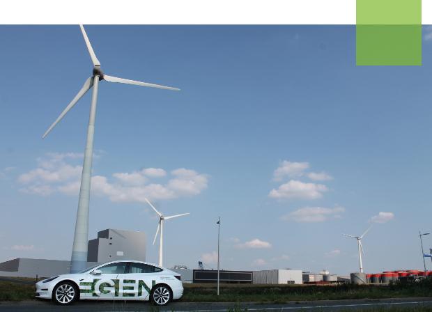 EGEN car in front of windmills